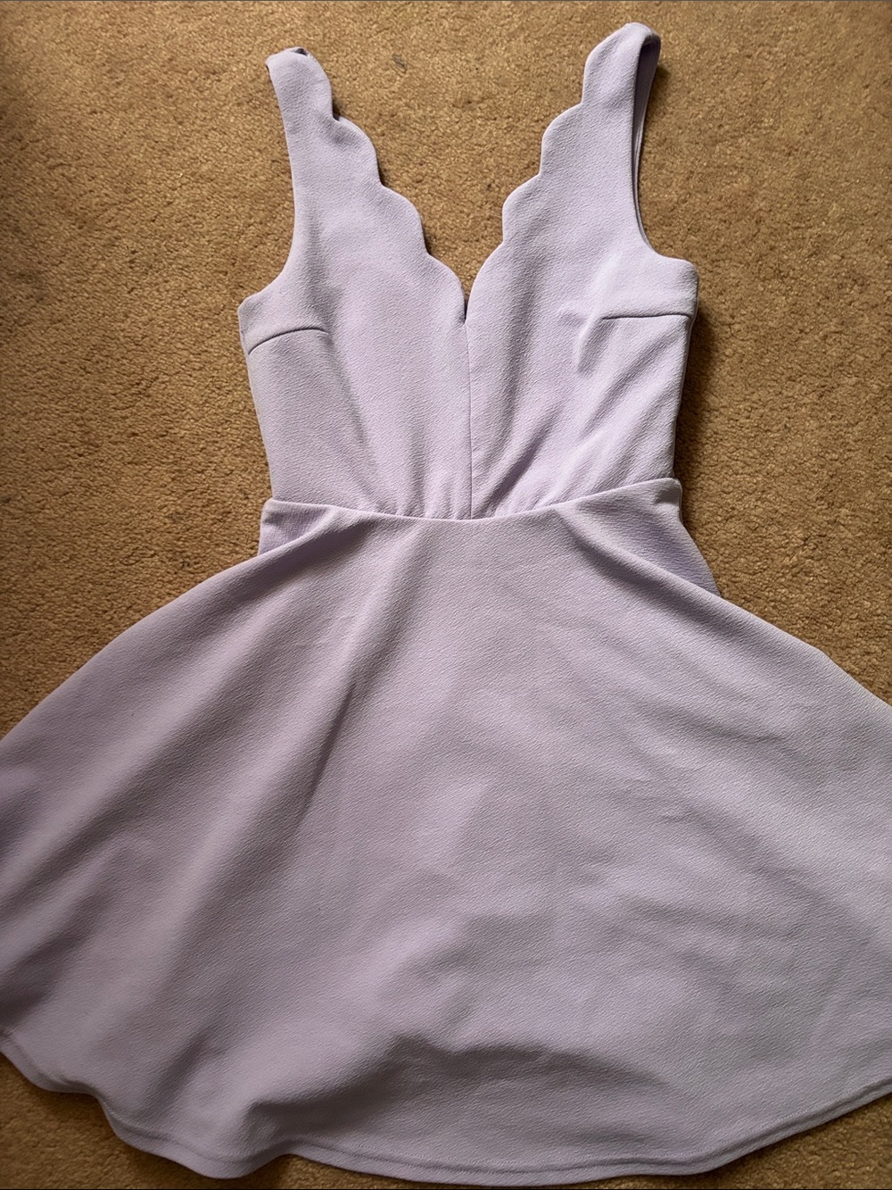 twik Lavender Scalloped Neck Fit-and-Flare Dress